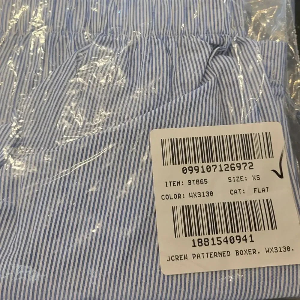 NWOT J. Crew Men's Blue Striped Boxer Shorts XS